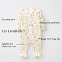 Bunny & Kitty Floral Bamboo Baby Sleepsuit – Zip Romper Onesie Combo – features