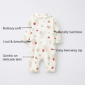 Cherry & Bunny Bamboo Baby Sleepsuit – Zip Romper Onesie – features