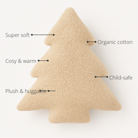 Anaario Christmas Tree Fleece Cushion features - organic cotton, super soft, cosy and warm, plush and huggable, child-safe