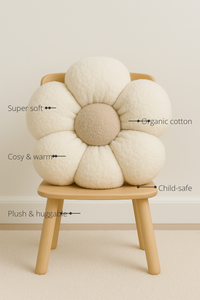 Anaario Flower Fleece Cushion features - organic cotton, super soft, cosy and warm, plush and huggable, child-safe
