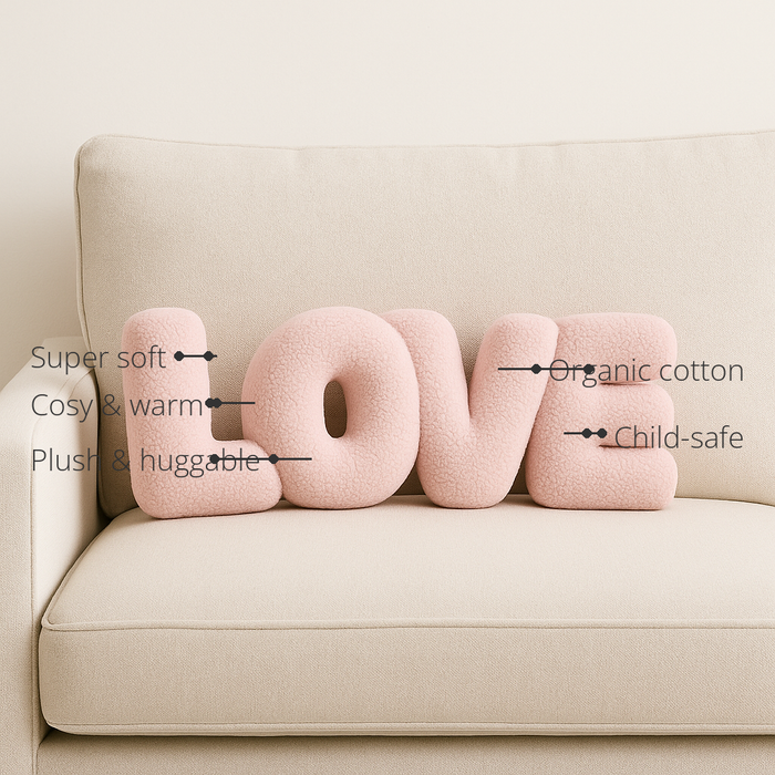 Anaario LOVE Fleece Cushion features - organic cotton, super soft, cosy and warm, plush and huggable, child-safe