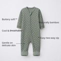 Forest Bear Bamboo Baby Sleepsuit – Zip Romper Onesie Combo – features