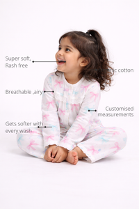 Anaario Bow Bliss Night Suit features - organic cotton, super soft and rash free, breathable, gets softer with every wash, customised measurements