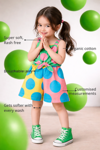Anaario The Carnival Color-Block Romper features - organic cotton, super soft and rash free, breathable, gets softer with every wash, customised measurements