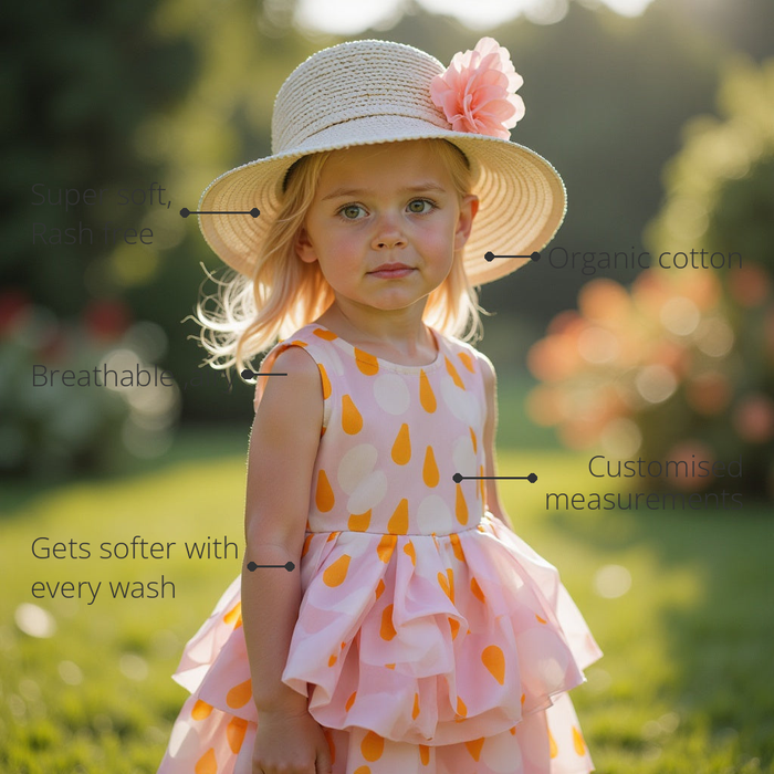 Anaario Charming Pocahontas Dress features - organic cotton, super soft and rash free, breathable, gets softer with every wash, customised measurements