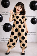 Anaario The Cookie Dough Jumpsuit features - organic cotton, super soft and rash free, breathable, gets softer with every wash, customised measurements