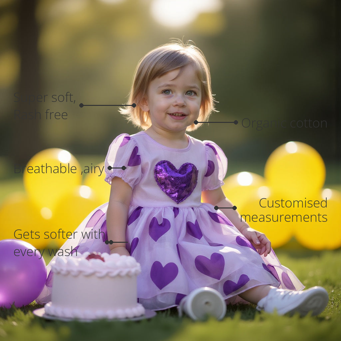 Anaario Daring Rapunzel Dress features - organic cotton, super soft and rash free, breathable, gets softer with every wash, customised measurements