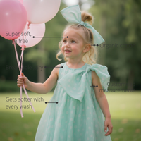 Anaario Graceful Jasmine Dress features - organic cotton, super soft and rash free, breathable, gets softer with every wash, customised measurements