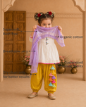 Anaario Ivory Bird Patiala Salwar Set features - organic cotton, super soft and rash free, breathable, dry clean only, customised measurements