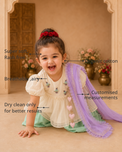 Anaario Ivory Bird Peplum Palazzo Set features - organic cotton, super soft and rash free, breathable, dry clean only, customised measurements
