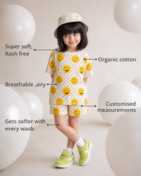 Anaario The Marshmallow Shorts Set features - organic cotton, super soft and rash free, breathable, gets softer with every wash, customised measurements