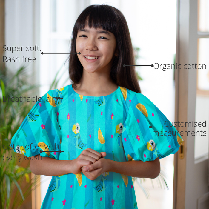 Anaario Cheerful Meringue Dress features - organic cotton, super soft and rash free, breathable, gets softer with every wash, customised measurements