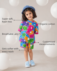 Anaario The Merry-Go Shorts Set features - organic cotton, super soft and rash free, breathable, gets softer with every wash, customised measurements