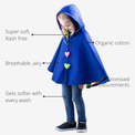 Anaario Mulan Cape Coat features - organic cotton, super soft and rash free, breathable, gets softer with every wash, customised measurements