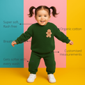 Anaario Olive Green Gingerbread Fleece Set features - organic cotton, super soft and rash free, breathable, gets softer with every wash, customised measurements