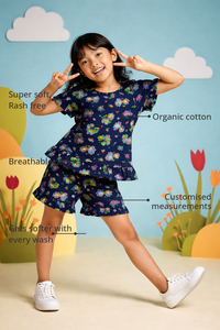 Anaario Psychedelic Fish Co-ord Set features - organic cotton, super soft and rash free, breathable, gets softer with every wash, customised measurements