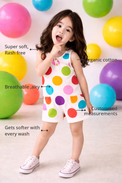 Anaario The Rainbow Pop Romper features - organic cotton, super soft and rash free, breathable, gets softer with every wash, customised measurements