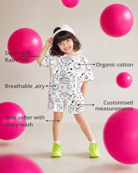 Anaario The Ready-Set-Go Shorts Set features - organic cotton, super soft and rash free, breathable, gets softer with every wash, customised measurements