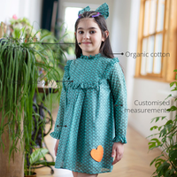 Anaario Teal Clouds Dress features - organic cotton, super soft and rash free, breathable, gets softer with every wash, customised measurements