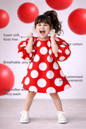 Anaario The Candy Apple Dress features - organic cotton, super soft and rash free, breathable, gets softer with every wash, customised measurements