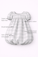 Anaario The Gingham Dreams Dress features - organic cotton, super soft and rash free, breathable, gets softer with every wash, customised measurements