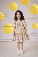 Anaario The Lavender Lemonade Dress features - organic cotton, super soft and rash free, breathable, gets softer with every wash, customised measurements