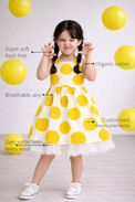Anaario The Sun-Kissed Polka Dress features - organic cotton, super soft and rash free, breathable, gets softer with every wash, customised measurements