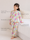Anaario Trio Toned Florals Night Suit features - organic cotton, super soft and rash free, breathable, gets softer with every wash, customised measurements