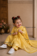 Anaario Yellow Duck Angrakha Set features - organic cotton, super soft and rash free, breathable, dry clean only, customised measurements