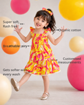 Anaario Yellow Floral Strappy Dress features - organic cotton, super soft and rash free, breathable, gets softer with every wash, customised measurements