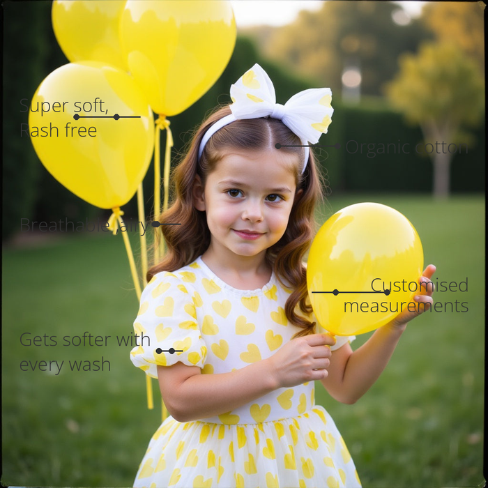 Anaario Yellow Hearts Organza Party Dress — product features