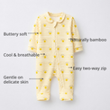 Happy Sunshine Bamboo Baby Sleepsuit – Zip Romper Onesie – features