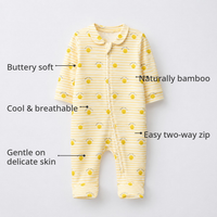Happy Sunshine Bamboo Baby Sleepsuit – Zip Romper Onesie – features