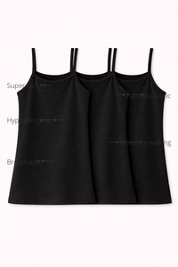 Anaario Girls Black Sleeveless Bamboo Vest (Pack of 3) features - bamboo fabric, super soft, hypoallergenic, breathable, moisture-wicking
