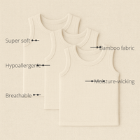Anaario Boys Sleeveless Bamboo Vest features - bamboo fabric, super soft, hypoallergenic, breathable, moisture-wicking