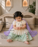 Anaario Ivory Bird Peplum Palazzo Set features - organic cotton, super soft and rash free, breathable, dry clean only, customised measurements