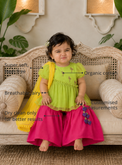 Anaario Lime Flamingo Peplum Palazzo Set features - organic cotton, super soft and rash free, breathable, dry clean only, customised measurements