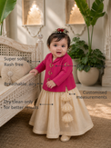 Anaario Magenta Moon-Star Jacket-Lehenga Set features - organic cotton, super soft and rash free, breathable, dry clean only, customised measurements