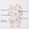 Moon & Teddy Bamboo Baby Sleepsuit – Zip Romper Onesie Combo – features