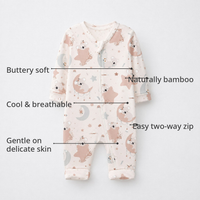 Moon & Teddy Bamboo Baby Sleepsuit – Zip Romper Onesie Combo – features