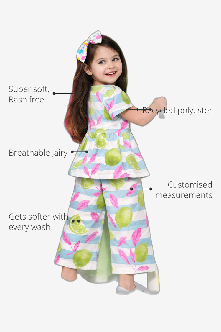 Anaario Neon Limes and Leaves Co-ord Set recycled polyester features