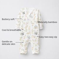 Panda Leaves Bamboo Baby Sleepsuit – Zip Romper Onesie – features