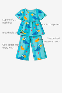 Anaario Parrot and tropical fruits Co-ord Set recycled polyester features