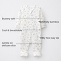 Pink Bunny Bamboo Baby Sleepsuit – Zip Romper Onesie Combo – features