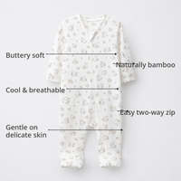 Pink Bunny Bamboo Baby Sleepsuit – Zip Romper Onesie Combo – features
