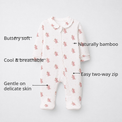 Pink Dino Bamboo Baby Sleepsuit – Zip Romper Onesie – features