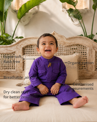 Anaario Purple Parrot Oversized Kurta features - organic cotton, super soft and rash free, breathable, dry clean only, customised measurements