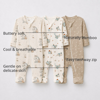 Rhino & Whale Bamboo Baby Sleepsuit – Zip Romper Onesie Combo – features