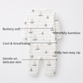 Sailboat & Friends Bamboo Baby Sleepsuit – Zip Romper Onesie Combo – features