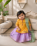 Anaario Light Orange Lilac Lehenga Set features - organic cotton, super soft and rash free, breathable, dry clean only, customised measurements